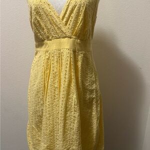 Calvin‎ Klein Sleeveless Yellow Eyelet Dress Size S Casual Summer Style